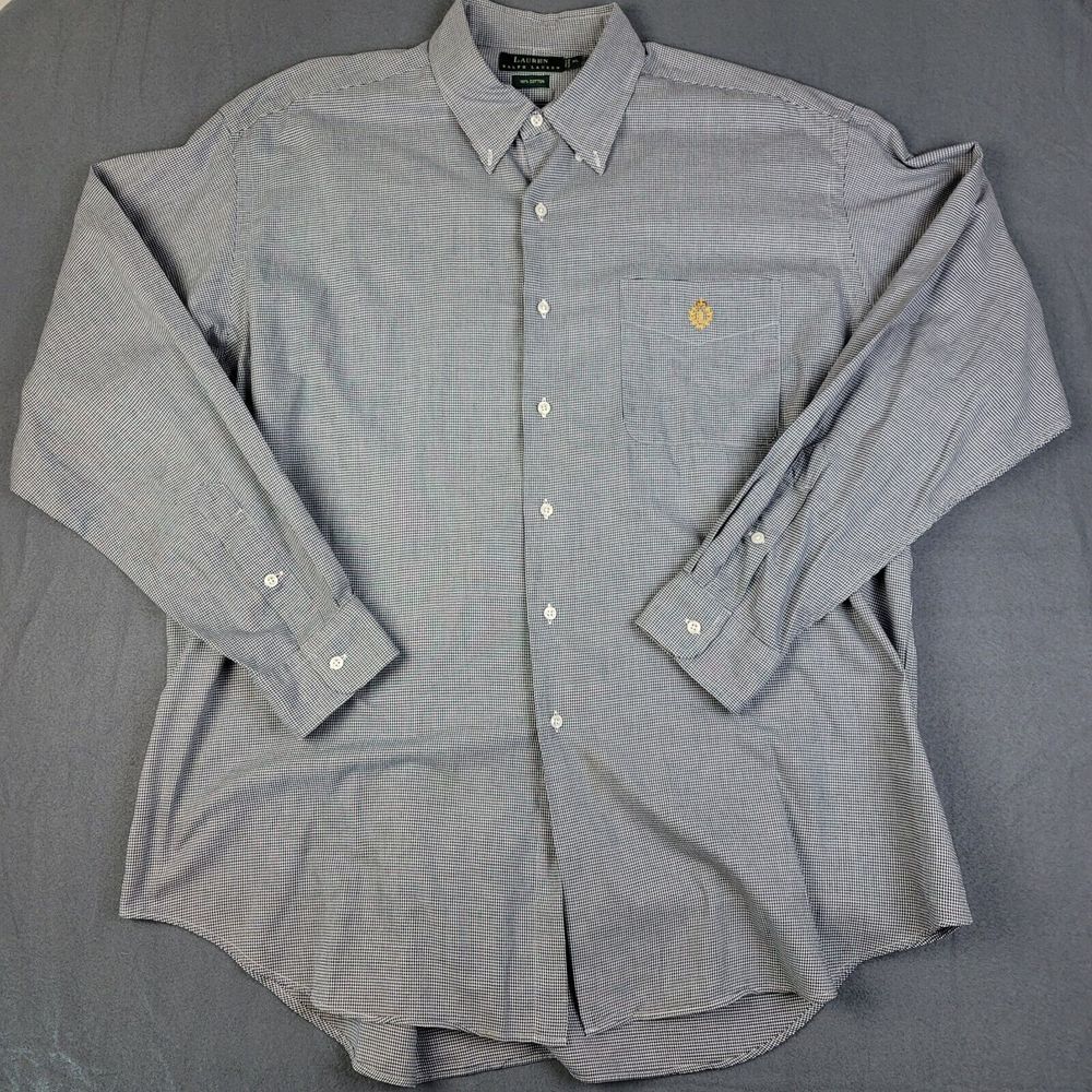 Lauren Ralph Lauren Men's Shirt Long Sleeve Button Black/White Crest Size XL